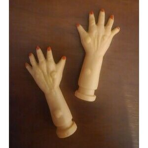 Vintage Fibre Craft Witch Hands 3" One Pair Warts Doll Parts Crafts Open Package